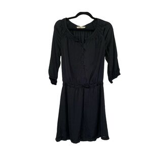 OLD NAVY Women’s‎ Black Mini Dress Satin Feel Elastic Waist Front Buttons Airy S